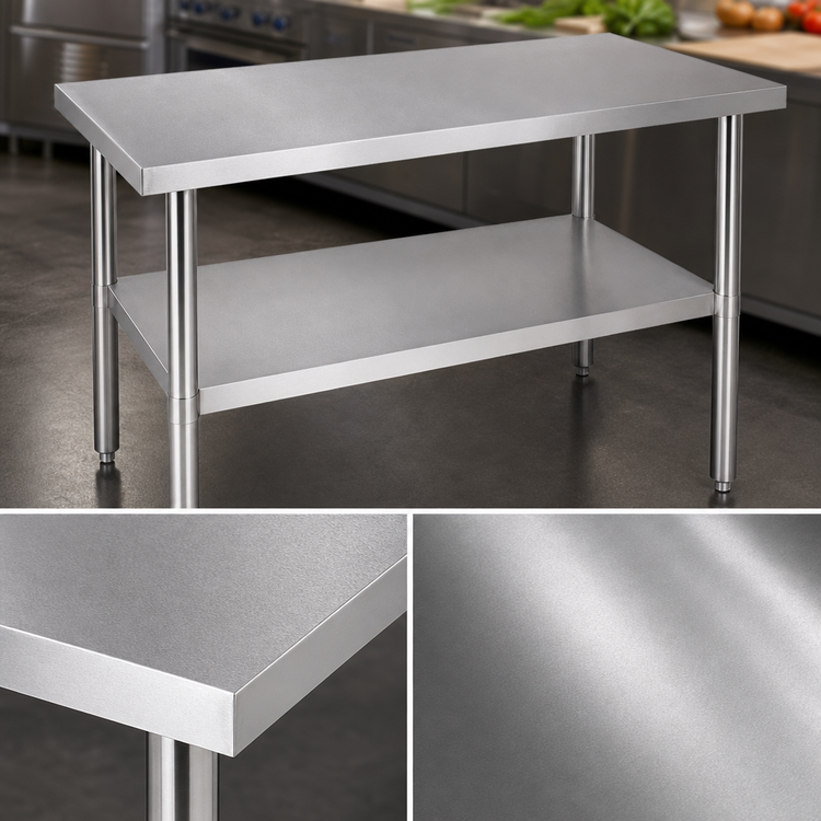 Product image #3 for Heavy-Duty 48-Inch x 30-Inch Flat Top Stainless Steel Work Table with Undershelf