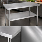 Thumbnail image #3 for Klinger's Trading 16GA-AST3048 48-Inch x 30-Inch Stainless Steel Work Table, 16-Gauge 430 Top, Flat Top with Open Undershelf