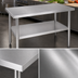 Thumbnail image #3 for Heavy-Duty 48-Inch x 30-Inch Flat Top Stainless Steel Work Table with Undershelf