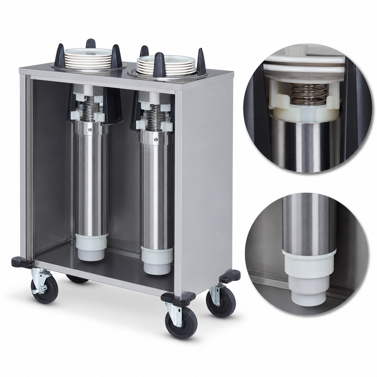 Product image #3 for Dinex 2-Silo Mobile Heated Enclosed Plate Dispenser for 9-1/8-Inch Round Plates
