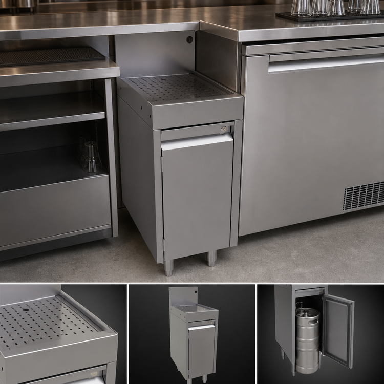 Product image #3 for Glastender 12-Inch Wide x 19-Inch Deep Underbar Stainless Steel Drainboard Cabinet Base with Hinged Door