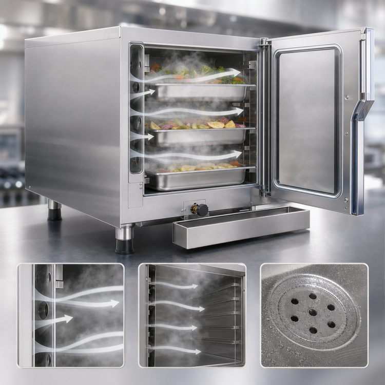 Product image #3 for AccuTemp Connected Evolution E32403E110 3-Pan Boilerless Countertop Convection Steamer, 11 kW, 240V, 3-Phase