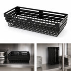 Thumbnail image #4 for American Metalcraft BNRB9 Nestable Rectangular Black 9-Inch Entree Serving Basket Case of 24