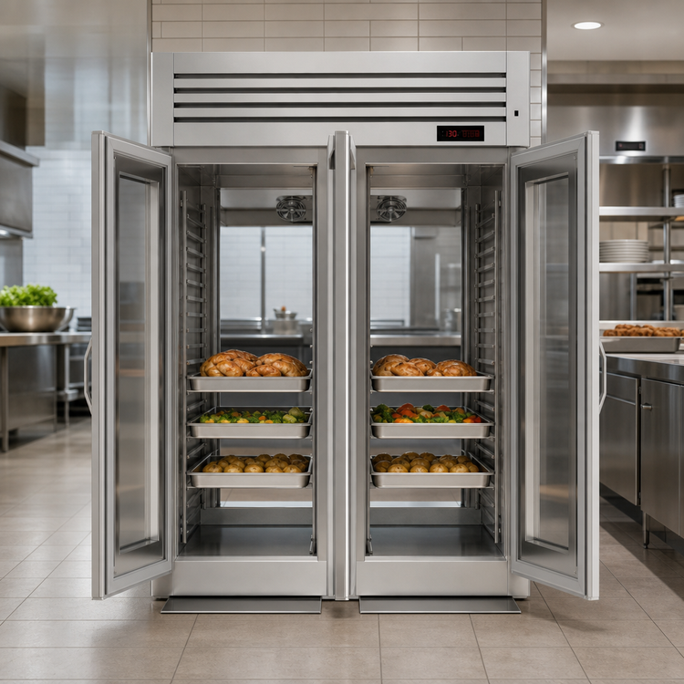 Product image #3 for Turbo Air PRO Series Roll-Thru Two-Section Heated Holding Cabinet with Glass-Window Doors