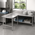 Thumbnail image #3 for John Boos Pro-Bowl L-Shaped Island Clean Dishtable, 60-Inch Machine-to-Corner x 96-Inch Corner-to-End, Right-to-Left, 14-Gauge 300-Series Stainless Steel
