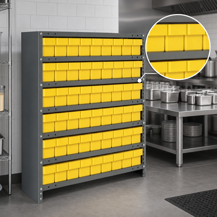 Product image #3 for Quantum Heavy-Duty Closed Wire Shelving Unit with 7 Shelves and 54 Bins, 36 x 18 x 39 Inches