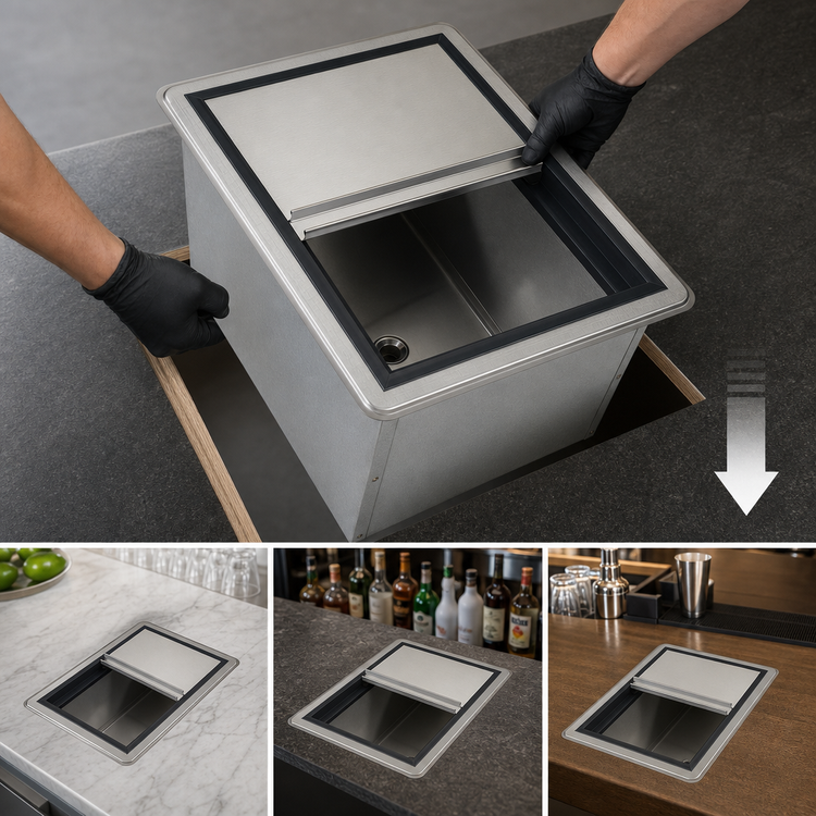 Product image #3 for Krowne Underbar Drop-In Medium Ice Bin with 7-Circuit Cold Plate and Sliding Cover