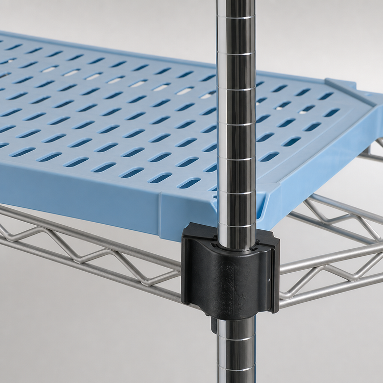Product image #3 for QuadPlus Louvered Polymer Shelf Mat with Wire Quad-Adjust Frame, 42 x 24 Inches, Blue