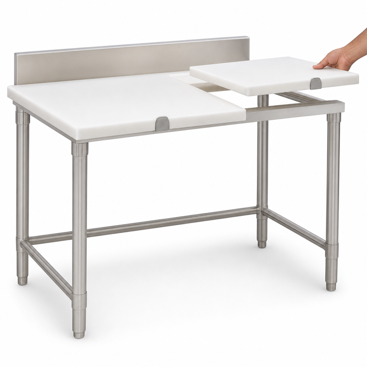 Product image #3 for Eagle Group 36 Inch x 24 Inch Poly Top Cutting Table with 4-1/2 Inch Stainless Steel Backsplash