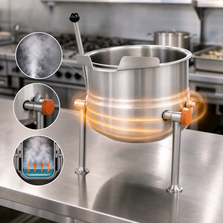 Product image #3 for Cleveland Range KDT20T 20-Gallon Countertop Direct Steam Tilting Kettle with 2/3 Steam Jacket