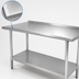 Thumbnail image #3 for Advance Tabco 120 Inch x 24 Inch Stainless Steel Work Table With Adjustable Undershelf and 1-1/2 Inch Rear Up-Turn