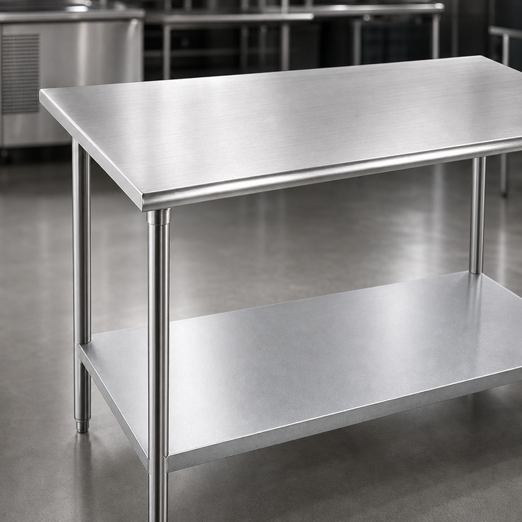 Product image #3 for Advance Tabco 144-Inch x 24-Inch 16-Gauge 304 Stainless Steel Work Table with Galvanized Undershelf