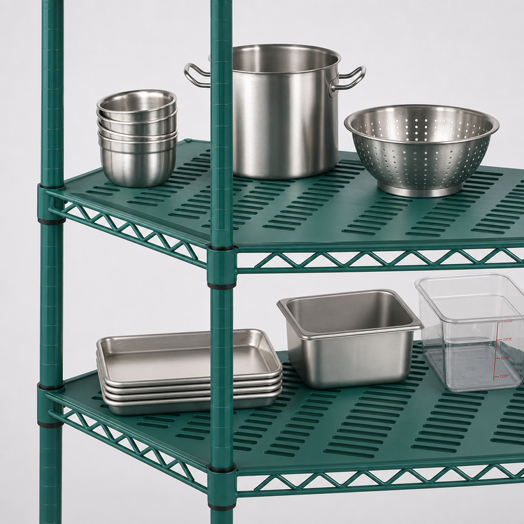 Product image #3 for QuadPlus Solid Green Polymer Shelf Mat with Wire QuadTruss Frame, 48 x 18 Inches