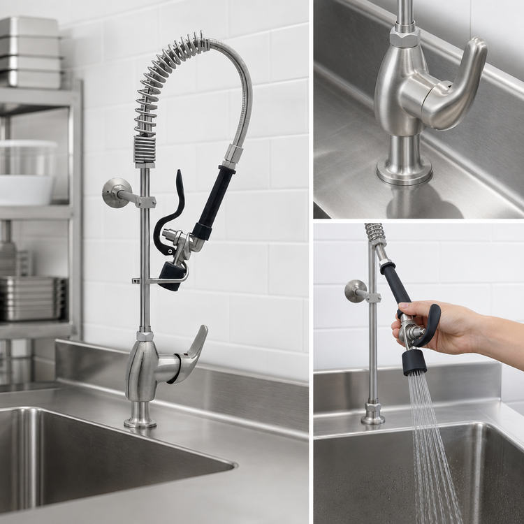Product image #4 for T&S Brass Mini Pre-Rinse Faucet, Single Hole Deck Mount, 12-Inch Riser, 0.65 GPM