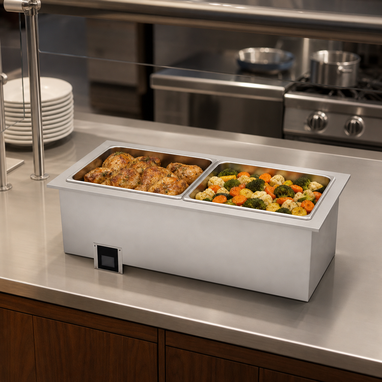 Product image #3 for Duke Slimline Drop-In Waterless Electric Hot Food Well with (2) 12 x 20 Inch Pans