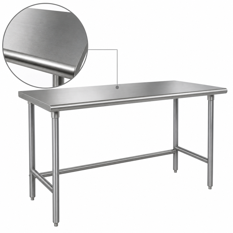 Product image #3 for Advance Tabco 108-Inch Wide x 30-Inch Deep Underbar Work Table with 16-Gauge 304 Stainless Steel Top and Open Base