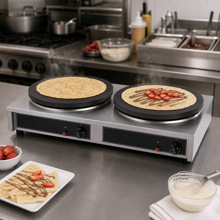 Product image #3 for Krampouz Double Gas Countertop Crepe Maker, 15-3/4 Inch (40 cm), 2 Griddles