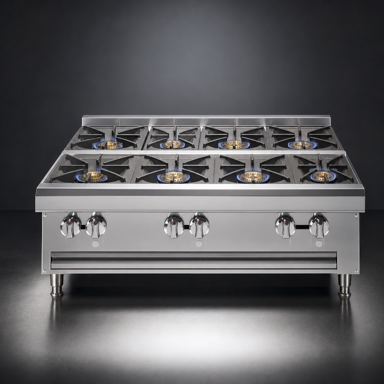 Product image #3 for Southbend HDO-48SU 48-Inch Step-Up Gas Countertop Hot Plate with 4 Open Burners and 4 Step-Up Burners