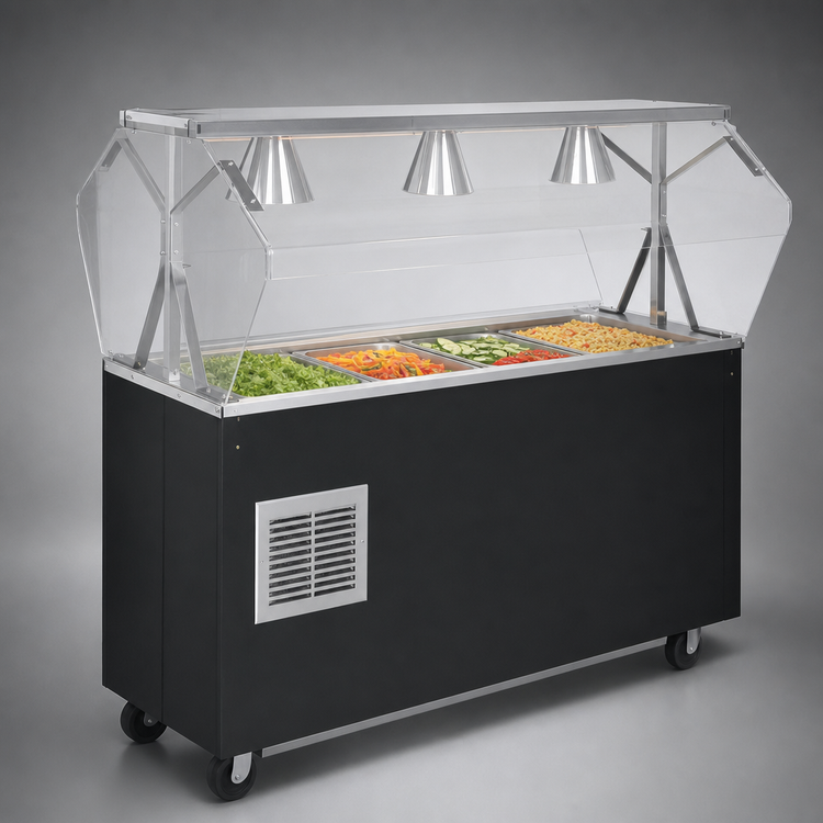 Product image #3 for Vollrath 2-Series Affordable Portable Refrigerated Cold Food Pan Buffet Station with Breath Guard and Storage Base, 4-Pan