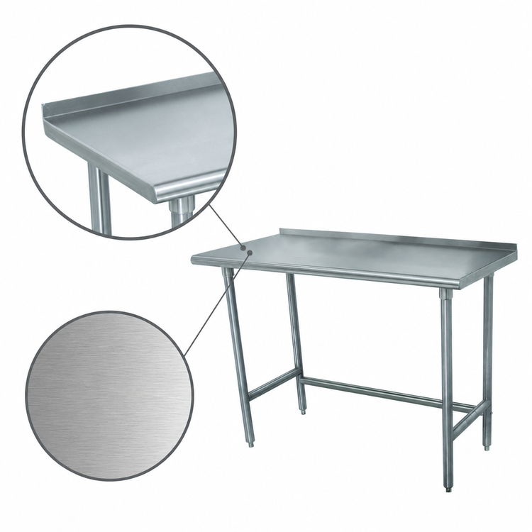 Product image #3 for Advance Tabco Special Value Series 60" W x 30" D Open Base Stainless Steel Work Table with 1-1/2" Rear Splash