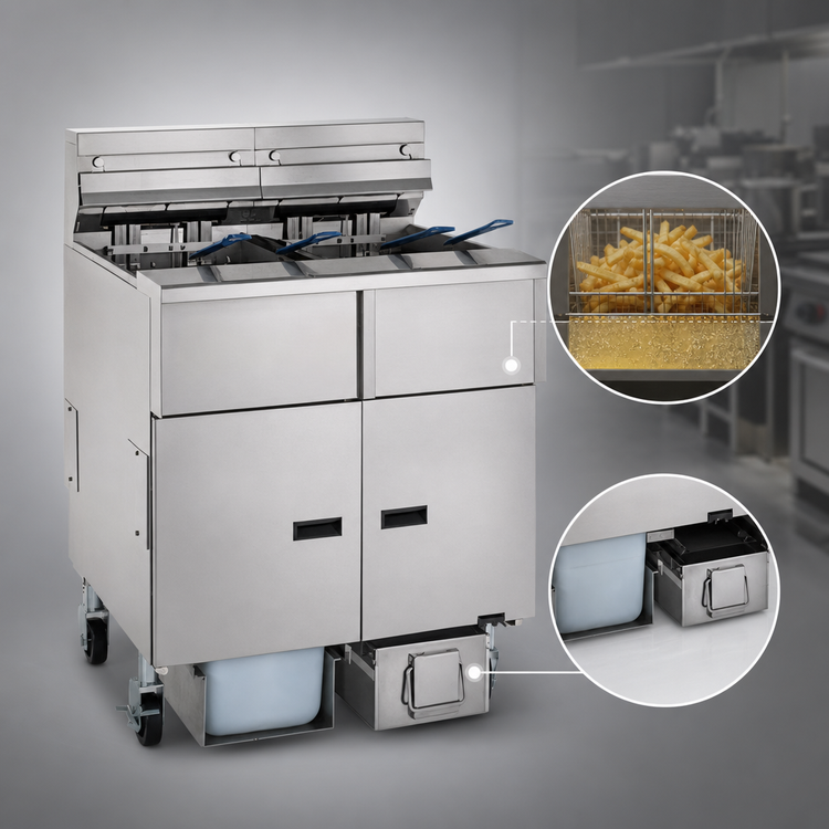 Product image #3 for Solstice Reduced Oil Volume Electric Dual Fryer System with Built-In Filter Drawer, 2 x 30 lb. Tanks