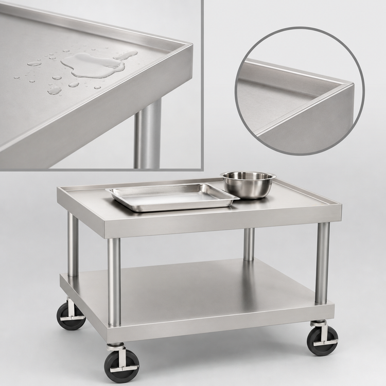 Product image #3 for Wolf Stainless Steel Equipment Stand with Marine Edge, Undershelf, and 5-Inch Casters, 37 x 30 x 24 Inches