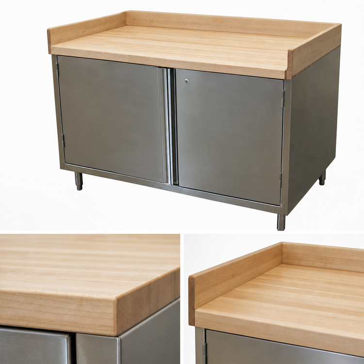 Product image #3 for BK Resources CMBT-3648HL 48-Inch x 36-Inch Wood Top Chef Table with Locking Cabinet Base