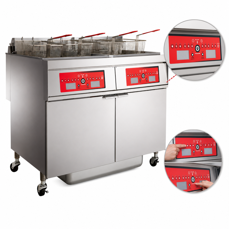 Product image #4 for Vulcan 2ER50CF 31-Inch Two-Vat Electric Floor Fryer with Programmable Computer Controls and Built-In KleenScreen PLUS Filtration