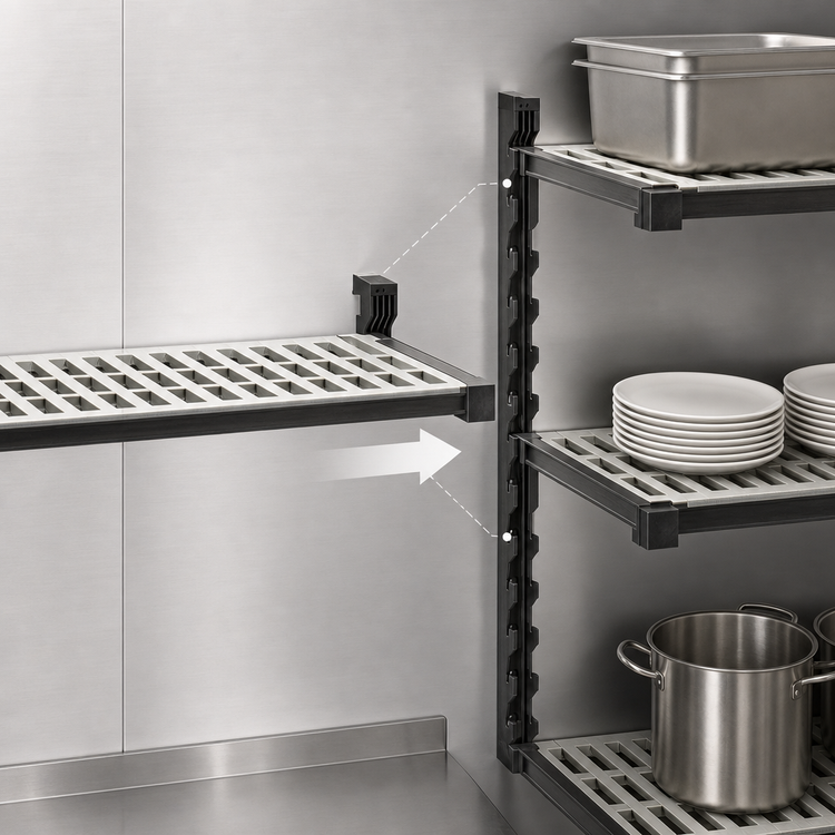 Product image #3 for Cambro Camshelving Elevation Series 24" x 42" Wall-Mounted Vented Add-On Shelf Kit, Brushed Graphite