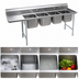 Thumbnail image #3 for Eagle Group 414 Series Coved-Corner Four-Compartment Sink with 24-Inch Left Drainboard, 18 x 24-Inch Bowls