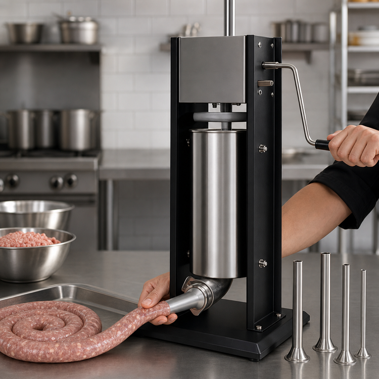 Product image #3 for Weston 11 lb. Vertical Manual Sausage Stuffer with Stainless Steel Canister and 4 Funnels