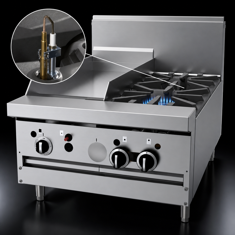 Product image #3 for Garland GF Starfire Pro 24" Gas Restaurant Range, Modular Top with 2 Open Burners and 12" Thermostatic Griddle