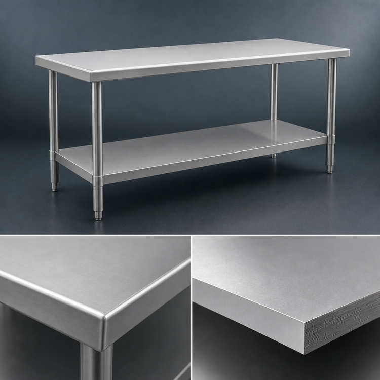 Product image #3 for Spec-Master Marine Series 60 Inches x 24 Inches Stainless Steel Work Table with Box Marine Edge & Adjustable Undershelf