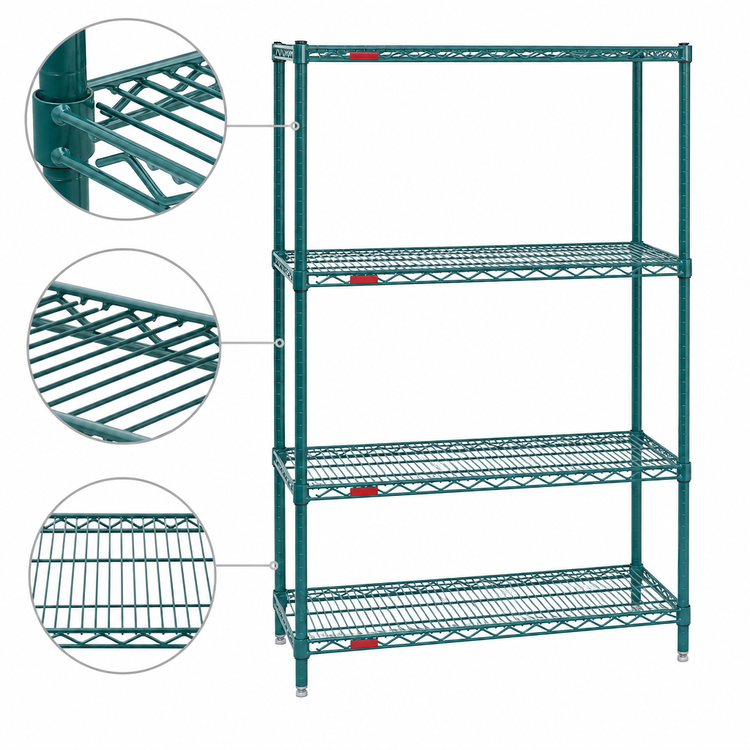 Product image #3 for Eagle Group Valu-Gard 4-Tier Wire Shelving Starter Unit, 60W x 24D x 74H, Green Epoxy