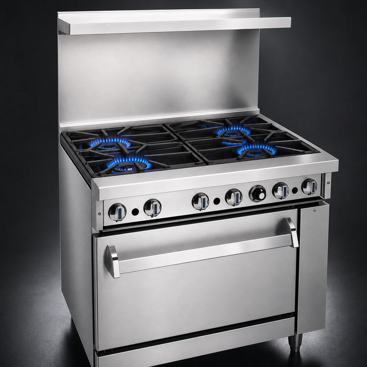 Product image #3 for Imperial Pro Series 36-Inch Gas Restaurant Range with 4 Open Burners, 12-Inch Griddle, and Convection Oven