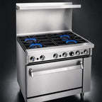 Thumbnail image #3 for Imperial (Middleby) Pro Series IR-4-G12-C 36-Inch Gas Commercial Range with 4 Open Burners, 12-Inch Griddle & Convection Oven