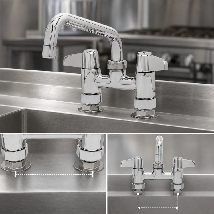 Product image #3 for equip 4-Inch Centers Deck-Mount Manual Faucet with 8-Inch Swing Nozzle