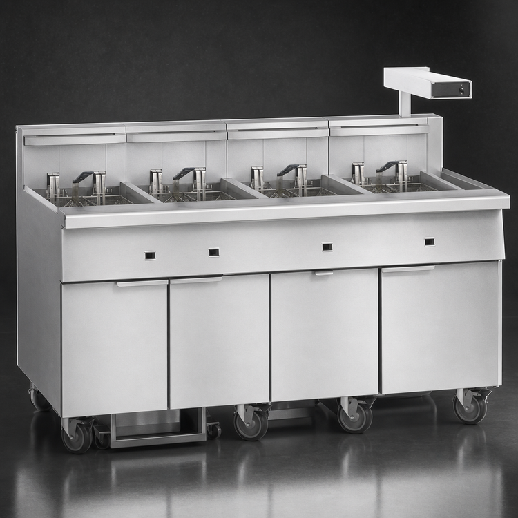 Product image #3 for Imperial 4-Tank Electric Floor Fryer with Built-In Filter System, 50 lb. Capacity Each