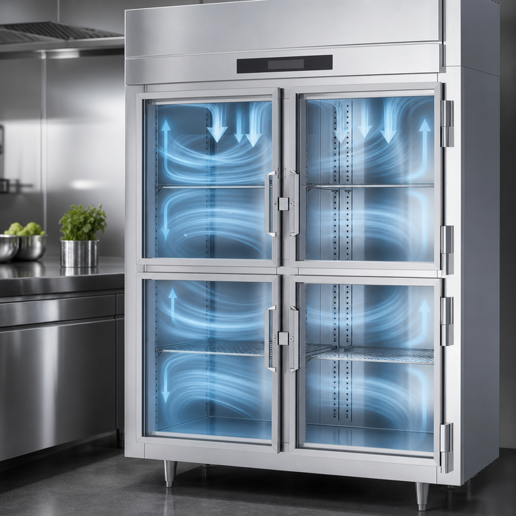 Product image #3 for Victory UltraSpec 2-Section Shallow Depth Glass Half-Door Reach-In Freezer, 41.35 Cu. Ft., Self-Contained, Stainless Steel