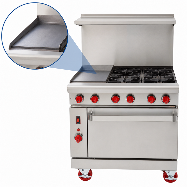 Product image #3 for American Range 36-Inch Green Flame Gas Range with 12-Inch Left Griddle, 4 Open Burners, and Standard Oven