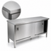 Thumbnail image #3 for John Boos Enclosed Stainless Steel Work Table with Cabinet Base and Sliding Doors, 120 x 24 Inch, 14-Gauge 300 Series Top