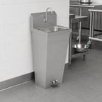 Thumbnail image #3 for John Boos Pro-Bowl PBHS-F-1410-FV2-T-X Floor-Mount Pedestal Hand Sink with Faucet and Foot Valves, Stainless Steel, 14 x 10 x 5-Inch Bowl
