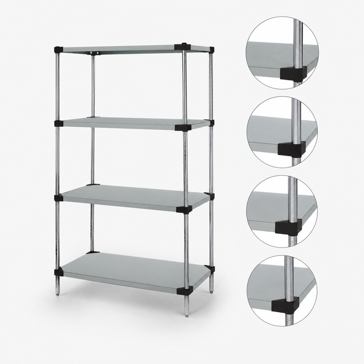 Product image #3 for Quantum 24" x 24" x 63" Solid Stainless Steel Shelving Starter Kit, 600-800 lb. Capacity
