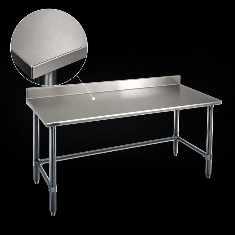 Product image #3 for Eagle Deluxe Series 108 x 36-Inch 300 Series Stainless Steel Work Table with 4-1/2-Inch Backsplash and Galvanized Tubular Base