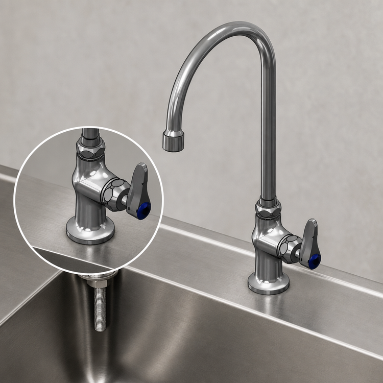 Product image #3 for T&S Brass Low-Lead Single Pantry Deck-Mount Faucet with 5-3/4 Inch Swivel Gooseneck