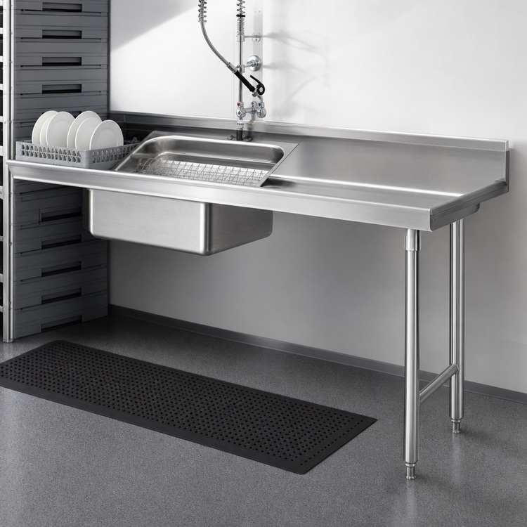 Product image #3 for Eagle Group 48-Inch Straight Soiled Dishtable with Pre-Rinse Sink, Right-to-Left Operation, 16/430 Stainless Steel Top