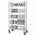 Thumbnail image #3 for Quantum Post Basket Cart with 5 Baskets, 36 x 18 x 80 Inches, Chrome Plated