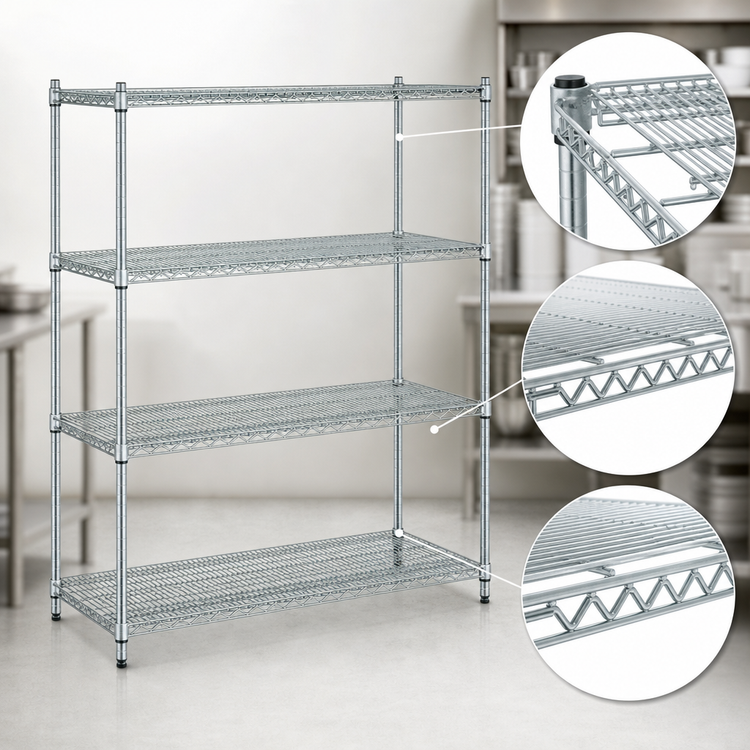 Product image #4 for EAGLEbrite 4-Tier Double-Mat Wire Shelving Starter Unit, 60 x 24 x 63 Inches, Zinc Finish