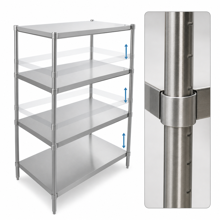 Product image #3 for John Boos 54 x 24 x 60-Inch Stationary Stainless Steel Dry Storage Shelving Unit with 3 Adjustable Shelves