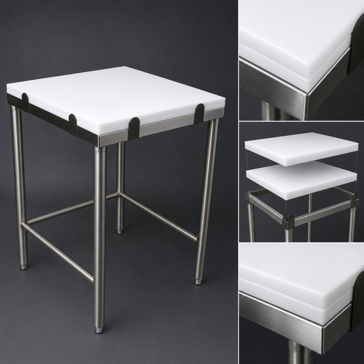 Product image #3 for John Boos 30" x 30" Poly Top Breaking Table with Stainless Steel Base